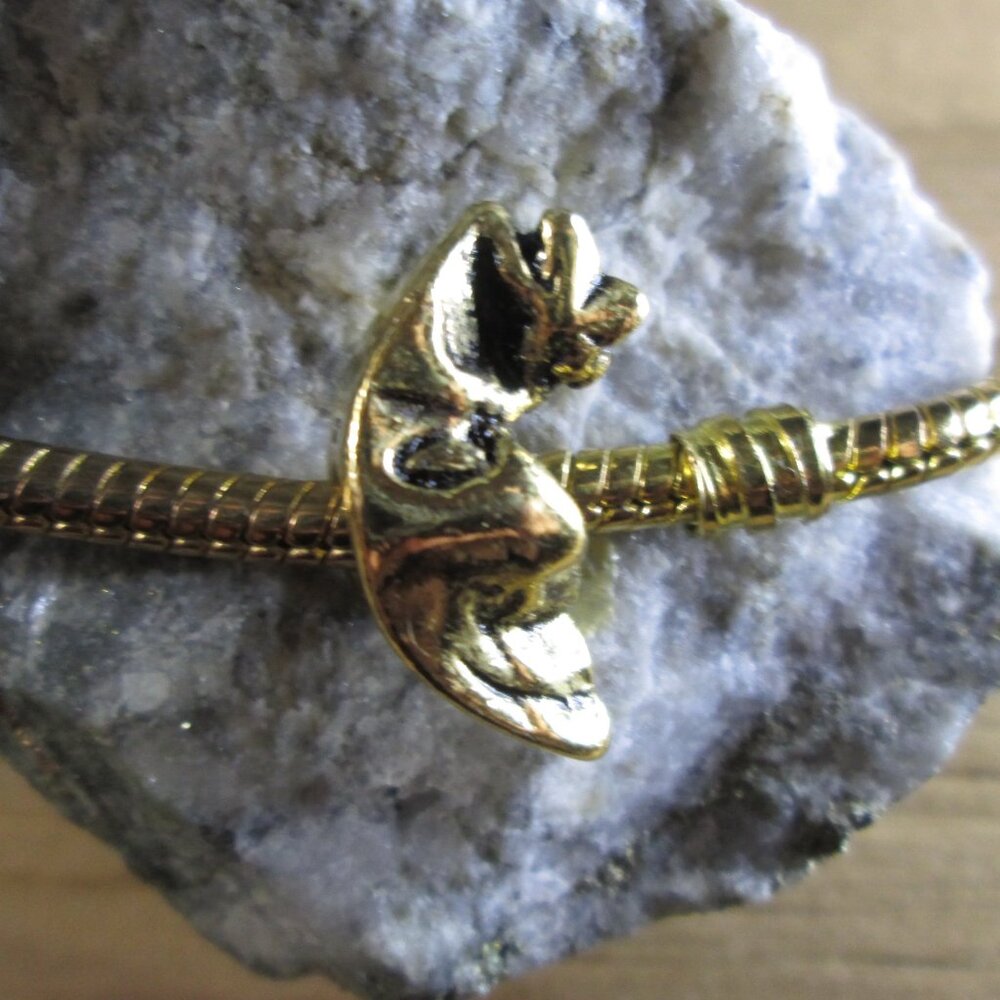 Crescent Moon Man Gold Plated Sterling Silver European Charm
